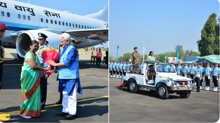 President Murmu Arrives In Srinagar, Pays Tribute At Martyrs’ Memorial