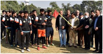 Pr Secy YSS flags off Football team for participation in 75th Senior National Championship