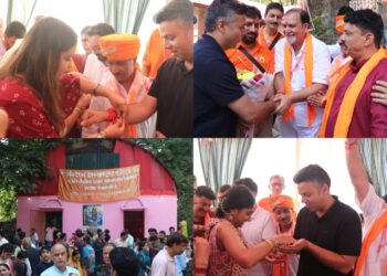 Women tie Rakhis to DC Anantnag, Officers at Prachin Shiv Temple Thajiwara Bijbehara