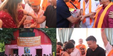 Women tie Rakhis to DC Anantnag, Officers at Prachin Shiv Temple Thajiwara Bijbehara