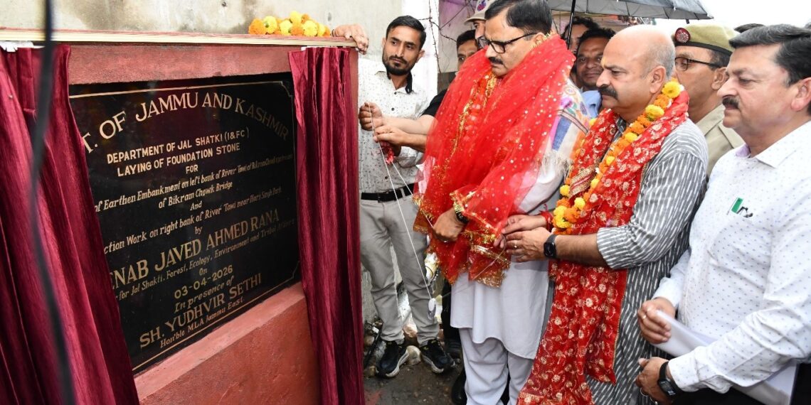 Rana lays foundation for Tawi embankment works; hails river as Jammu’s pride