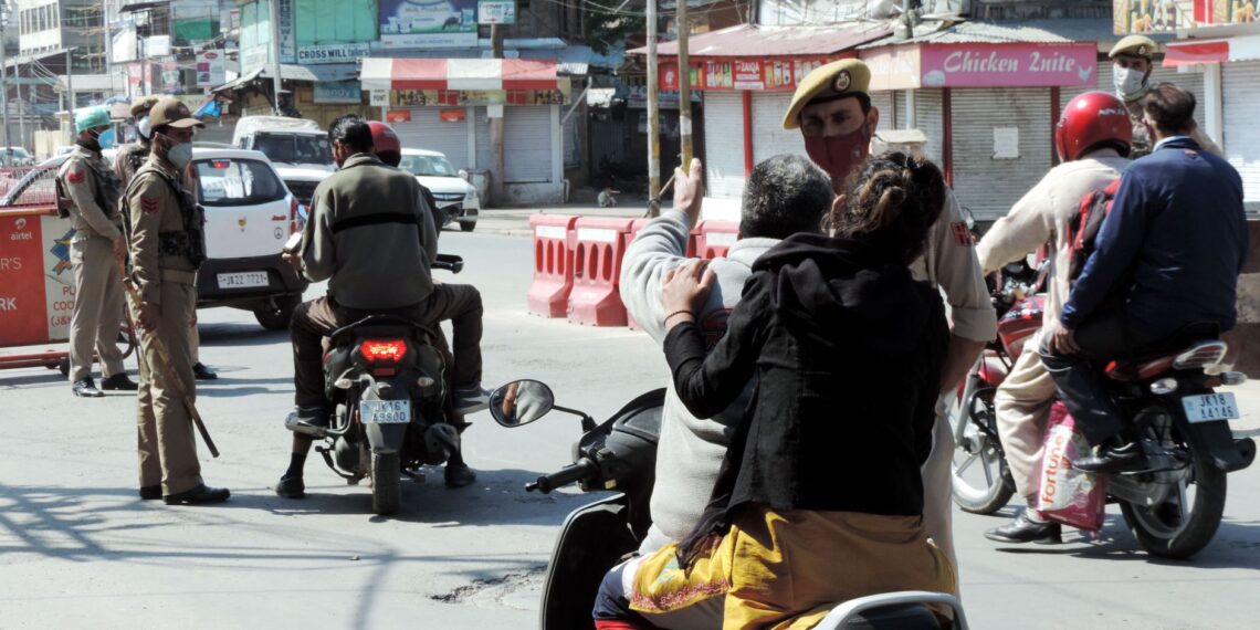 A deserted view of Lal Chowk in Srinagar as authorities imposed 84-hour COVID-19 lockdown