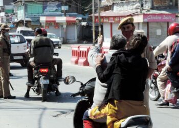 A deserted view of Lal Chowk in Srinagar as authorities imposed 84-hour COVID-19 lockdown