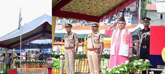 LG hoists Tricolour at S K Stadium Srinagar, takes salute at I-Day Parade