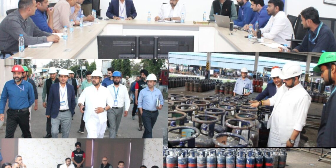 Satish Sharma inspects LPG Bottling Plants at Bari Brahmana