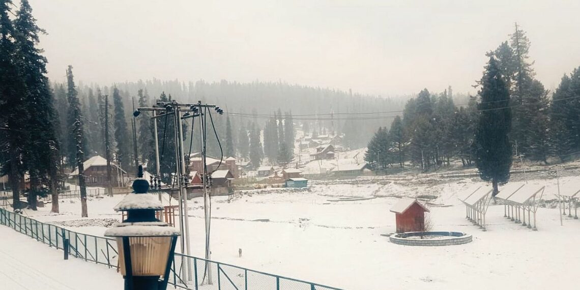 Fresh snow at world famous ski resort of Gulmarg