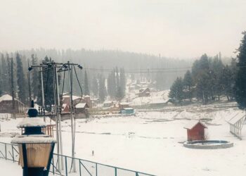 Fresh snow at world famous ski resort of Gulmarg