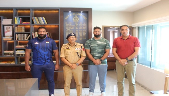 ADGP Armed felicitates wrestler Binyamin & Isaq for Winning Gold Medals at World Police & Fire Games.