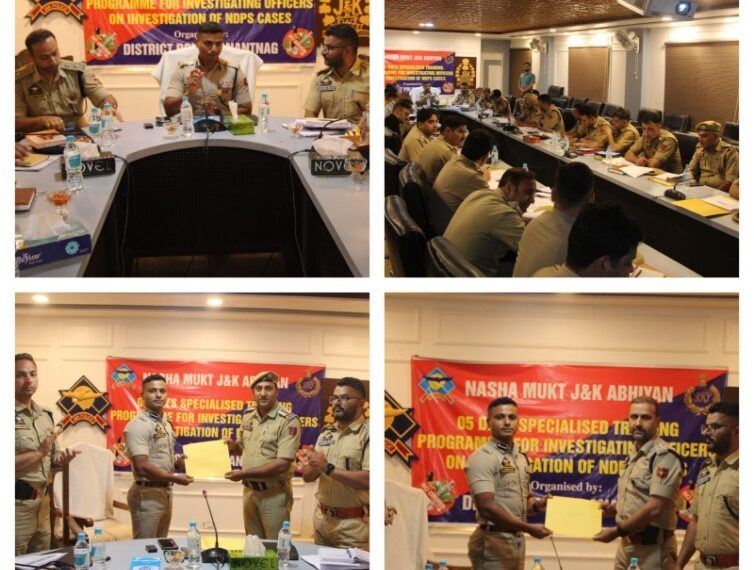 SSP Anantnag Reviews Crime Situation, Felicitates Officers for NDPS Action