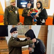 SSP Budgam receives Sadia Tariq at Srinagar Airport