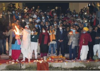 Union MoS Jitendra Singh attends Nadhi Utsav’ at Devika Ghat and performed Aarti