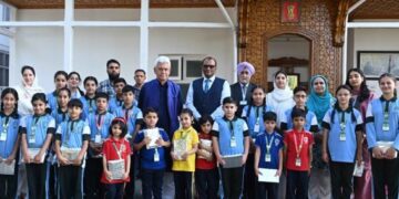 LG Sinha Celebrates Raksha Bandhan with students from DPS Baramulla