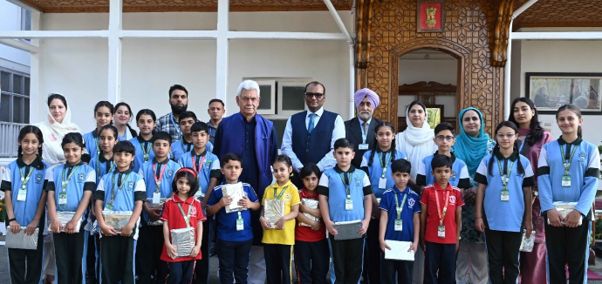 LG Sinha Celebrates Raksha Bandhan with students from DPS Baramulla