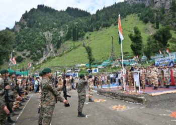 Independence Day celebrated at Amarnath Yatra Base Camp Chandanwari