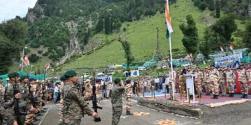 Independence Day celebrated at Amarnath Yatra Base Camp Chandanwari